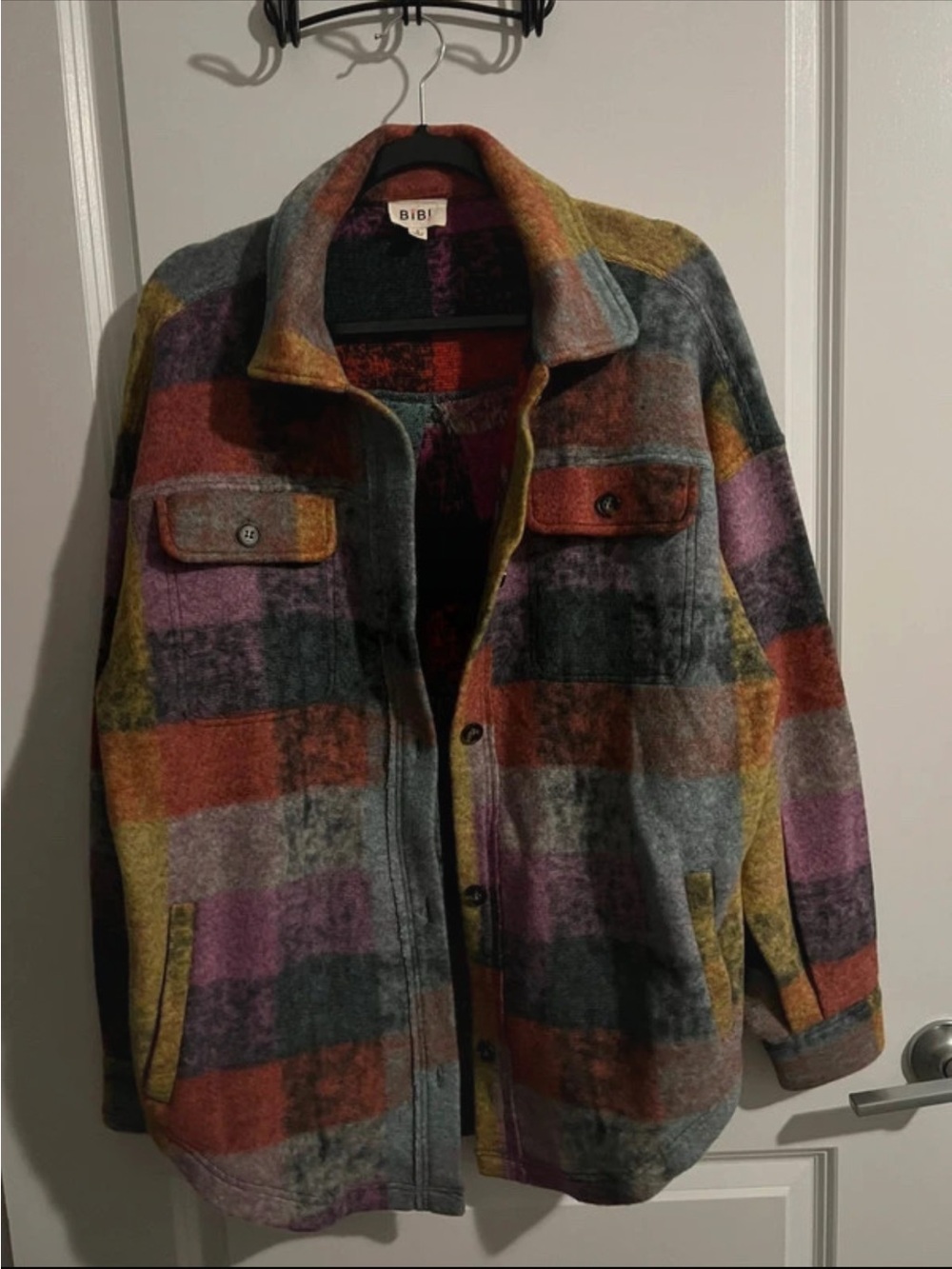 Bibi Cozy Plaid Shacket